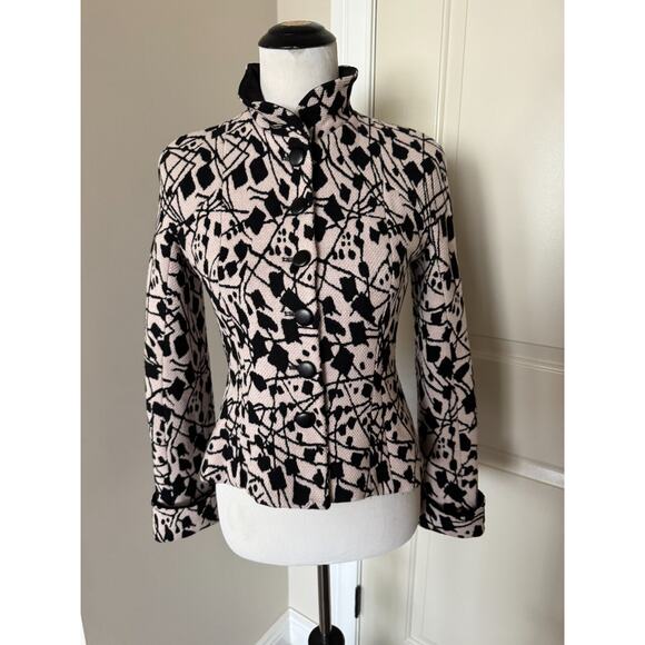 Emporio Armani Wool Blend Pink Black Fitted Jacket SZ It 38/US 4 EUC Italy - Picture 1 of 12